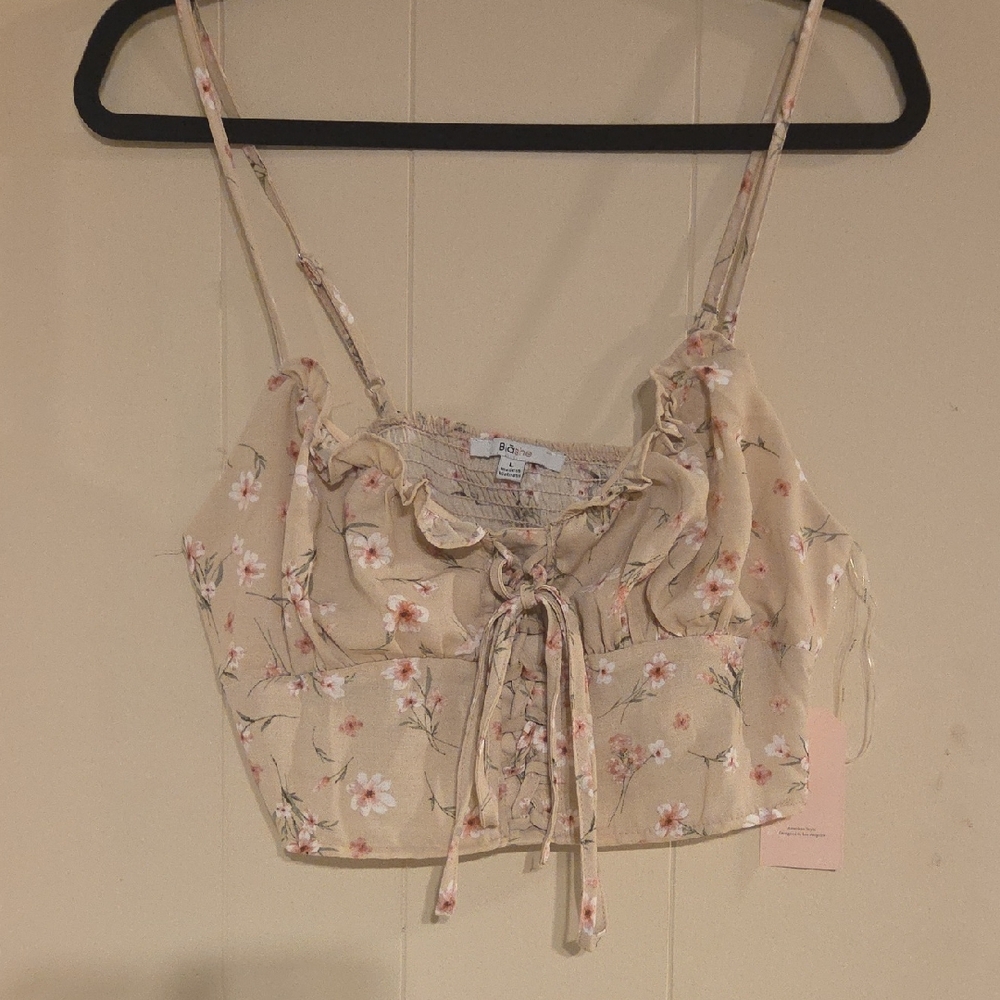 Floral Beige Crop Top